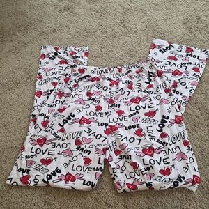 Just Be Love Print Pajama Bottoms - Pink, Red, Black